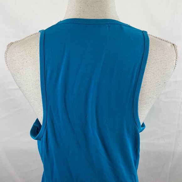 Gymshark Tank Top Women's M Dark Teal Blue Embroidered White Sleeveless - Picture 9 of 11